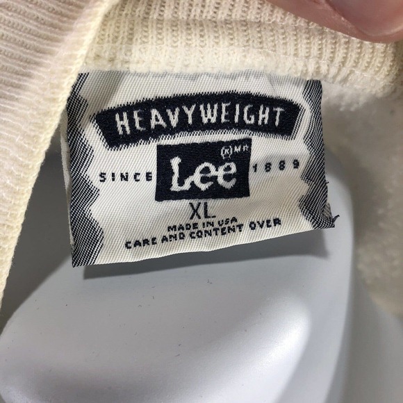 Vintage Niehaus Sweatshirt USA Made Long Sleeve by Lee XL White 90s Button Neck - Picture 8 of 11